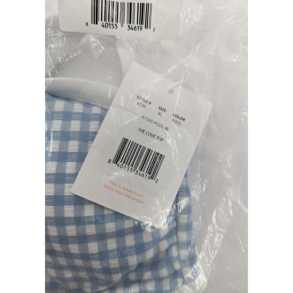 Andie Swim Blue Check Bikini Top The Cove Size XL - Picture 5 of 6